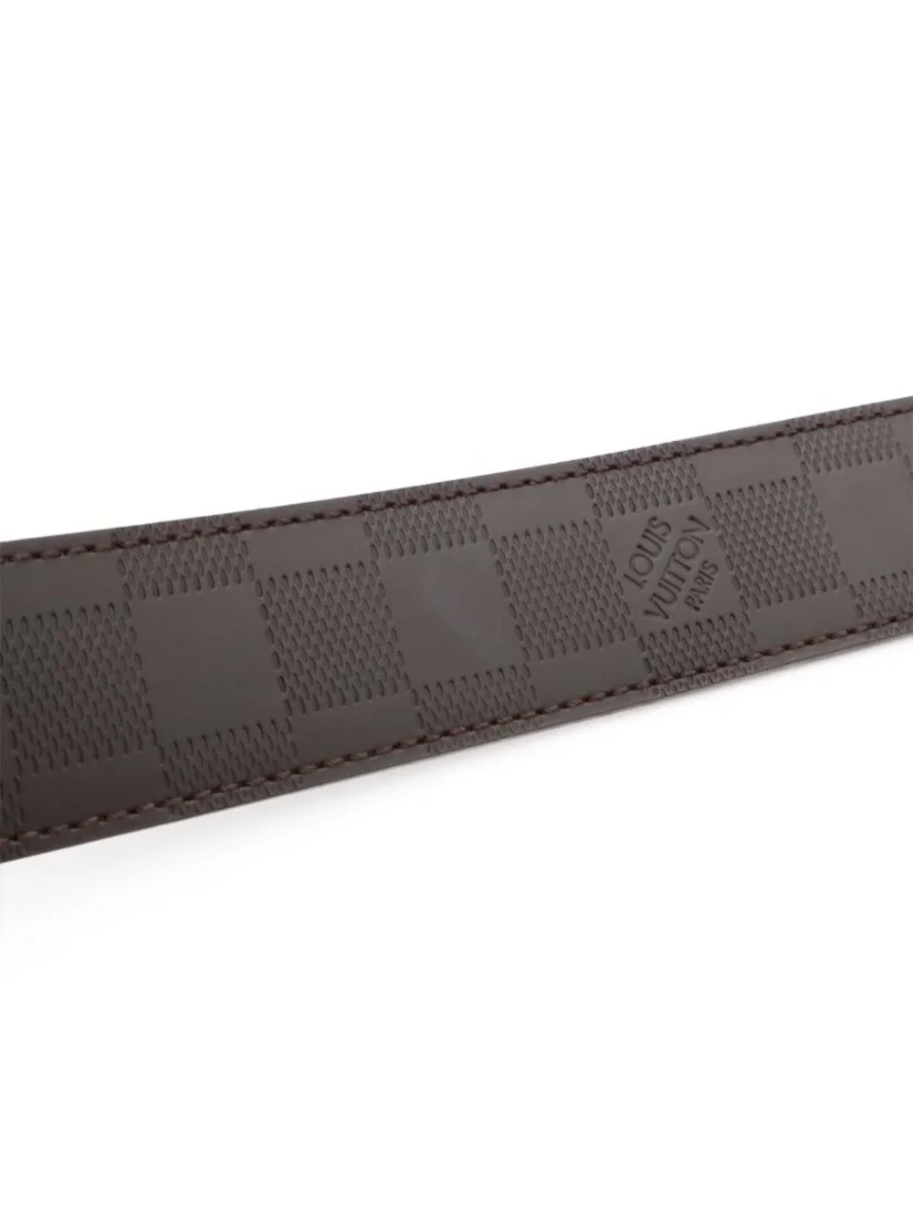 Louis Vuitton Damier Infini Boston Belt 35 Reversible Mocha Dark Brown Gold 90
